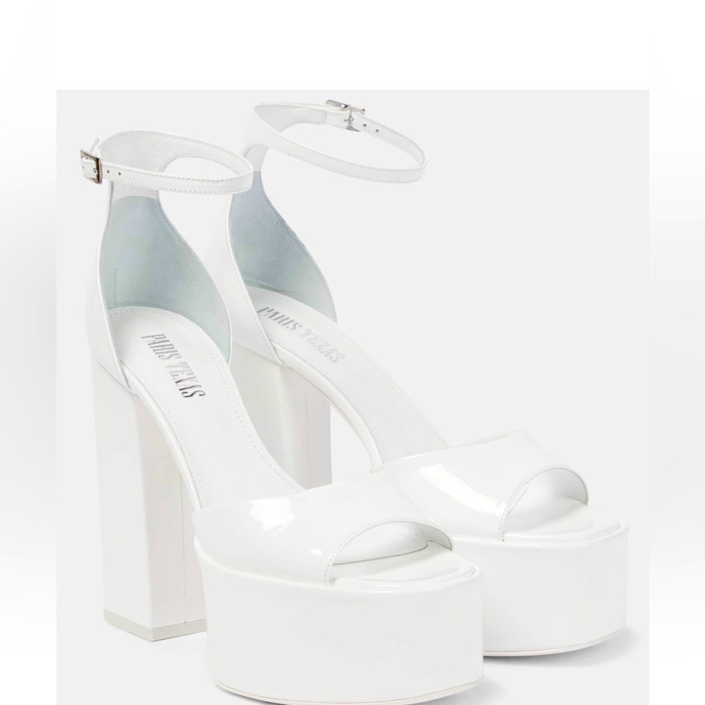 New,White platform pattern, leather heels